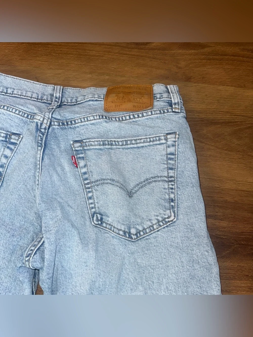 Levis 511 Slim Fit Jeans Mens 32x32 Light Wash Blue Stretch Denim